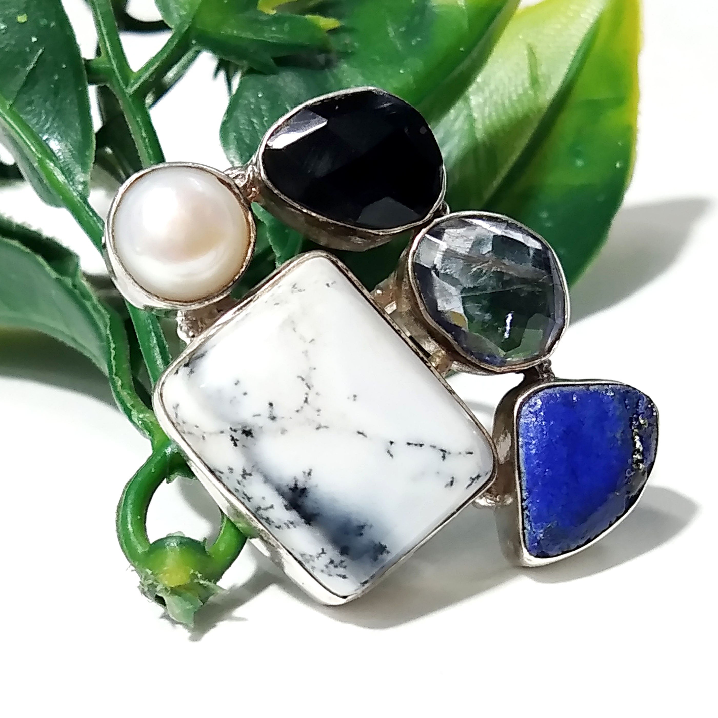 925 Starling Silver Rings, With All Natural Gemstone Rings, Beautiful Nice Multi Stone Ring, Handmade Gemstone Ring, For Girls & Women Ring.